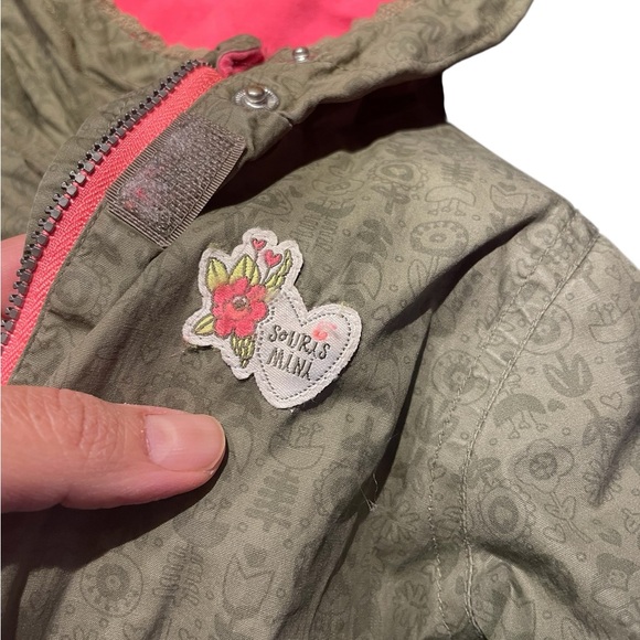 Kids Olive Green Jacket with Pink Accents - Picture 2 of 13